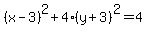 %28x-3%29%5E2%2B4%28y%2B3%29%5E2=4