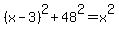 %28x-3%29%5E2%2B48%5E2=x%5E2