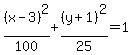 %28x-3%29%5E2%2F100%2B%28y%2B1%29%5E2%2F25=1