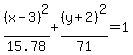 %28x-3%29%5E2%2F15.78%2B%28y%2B2%29%5E2%2F71=1