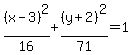 %28x-3%29%5E2%2F16%2B%28y%2B2%29%5E2%2F71=1