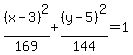 %28x-3%29%5E2%2F169%2B%28y-5%29%5E2%2F144=1
