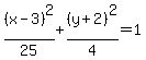 %28x-3%29%5E2%2F25%2B%28y%2B2%29%5E2%2F4=1