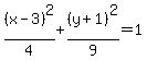 %28x-3%29%5E2%2F4%2B%28y%2B1%29%5E2%2F9=1