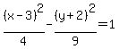 %28x-3%29%5E2%2F4-%28y%2B2%29%5E2%2F9=1