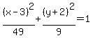 %28x-3%29%5E2%2F49%2B%28y%2B2%29%5E2%2F9=1