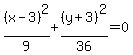 %28x-3%29%5E2%2F9%2B%28y%2B3%29%5E2%2F36=0