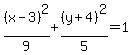 %28x-3%29%5E2%2F9%2B%28y%2B4%29%5E2%2F5=1