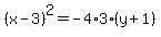 %28x-3%29%5E2=-4%2A3%28y%2B1%29