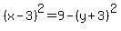%28x-3%29%5E2+=9-+%28y%2B3%29%5E2