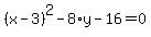 %28x-3%29%5E2-8%2Ay-16=0
