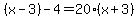 %28x-3%29-4=20%28x%2B3%29
