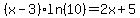 %28x-3%29ln%2810%29+=+2x%2B5