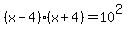 %28x-4%29%28x%2B4%29=10%5E2