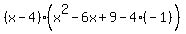 %28x-4%29%28x%5E2-6x%2B9-4%28-1%29%29
