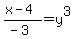 %28x-4%29%2F%28-3%29=y%5E3