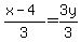 %28x-4%29%2F3=3y%2F3
