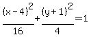%28x-4%29%5E2%2F16%2B%28y%2B1%29%5E2%2F4=1