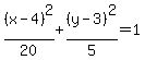 %28x-4%29%5E2%2F20%2B%28y-3%29%5E2%2F5=1