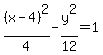 %28x-4%29%5E2%2F4-y%5E2%2F12=1