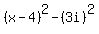 %28x-4%29%5E2-%283i%29%5E2