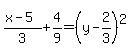 %28x-5%29%2F3%2B4%2F9=%28y-2%2F3%29%5E2