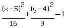 %28x-5%29%5E2%2F16%2B%28y-4%29%5E2%2F9=1