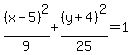 %28x-5%29%5E2%2F9%2B%28y%2B4%29%5E2%2F25=1