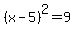 %28x-5%29%5E2=9