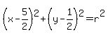 %28x-5%2F2%29%5E2%2B%28y-1%2F2%29%5E2=r%5E2