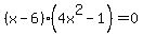 %28x-6%29%284x%5E2-1%29=0