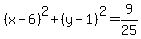%28x-6%29%5E2%2B%28y-1%29%5E2=9%2F25