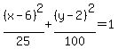 %28x-6%29%5E2%2F25%2B%28y-2%29%5E2%2F100=1