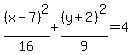 %28x-7%29%5E2%2F16%2B%28y%2B2%29%5E2%2F9=4