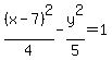 %28x-7%29%5E2%2F4-y%5E2%2F5=1+
