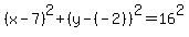 %28x-7%29%5E2+%2B+%28y-%28-2%29%29%5E2+=+16%5E2