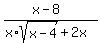 %28x-8%29%2F%28x%2Asqrt%28x-4%29%2B2x%29