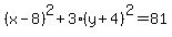 %28x-8%29%5E2%2B3%28y%2B4%29%5E2=81