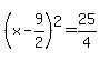 %28x-9%2F2%29%5E2=+25%2F4