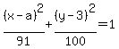 %28x-a%29%5E2%2F91%2B%28y-3%29%5E2%2F100=1