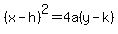 %28x-h%29%5E2=4a%28y-k%29