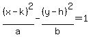 %28x-k%29%5E2%2Fa+-+%28y-h%29%5E2%2Fb=1