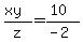 %28xy%29%2Fz=%2810%29%2F%28-2%29