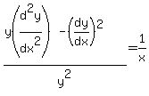 %28y%28d%5E2y%2Fdx%5E2%29+-+%28dy%2Fdx%29%5E2%29%2Fy%5E2+=+1%2Fx