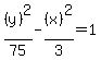 %28y%29%5E2%2F75+-++%28x%29%5E2%2F3+=+1