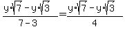 %28y%2Asqrt%287%29-y%2Asqrt%283%29%29%2F%287-3%29=%28y%2Asqrt%287%29-y%2Asqrt%283%29%29%2F4