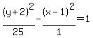 %28y%2B2%29%5E2%2F25-%28x-1%29%5E2%2F1=1