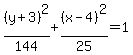 %28y%2B3%29%5E2%2F144%2B%28x-4%29%5E2%2F25=1