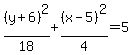 %28y%2B6%29%5E2%2F18%2B%28x-5%29%5E2%2F4=5