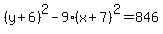 %28y%2B6%29%5E2-9%28x%2B7%29%5E2=846+